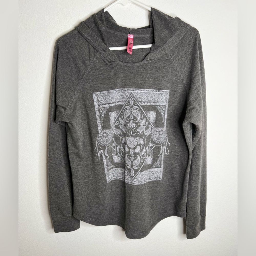 Retro Doll Lightweight Hoodie Gray Print Junior Size L